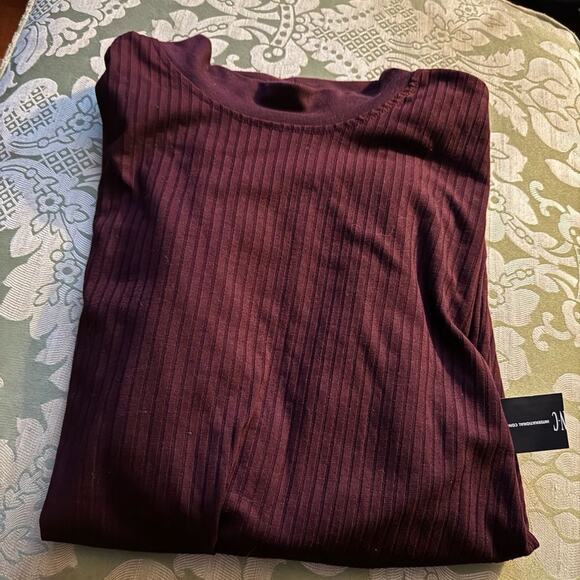 INC Port / Burgundy Ribbed Long Sleeve Turtleneck Sweater Size XXL New with Tag - Picture 2 of 3